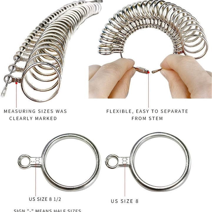 1 Set Metal Professional Jewelry Tools Finger Gauge Ring Sizer Measuring For DIY Image 6