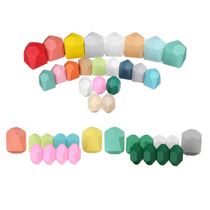 10/22 Pcs Wooden Colorful Building Blocks Stone Stacking Game Early Educational Toy for Kids Gift Image 2