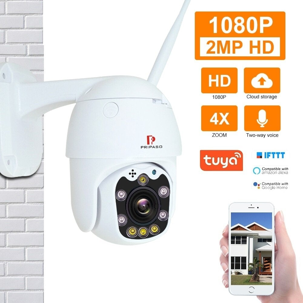 1080P Outdoor PTZ Wireless IP Camera TuyaSmart Mobile App with Two Way Audio CCTV Auto IR Night Vision Mini Dome Camera Image 1