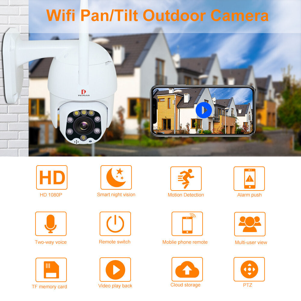1080P Outdoor PTZ Wireless IP Camera TuyaSmart Mobile App with Two Way Audio CCTV Auto IR Night Vision Mini Dome Camera Image 2