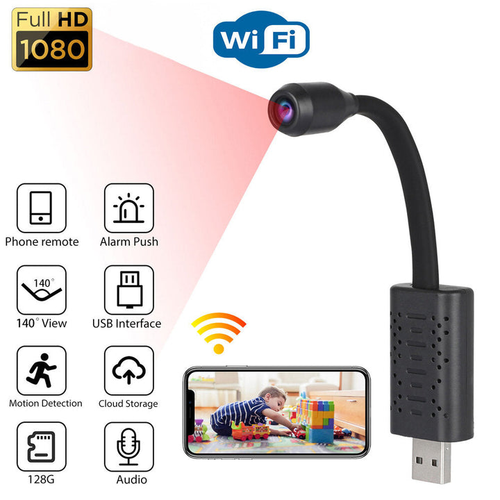 1080P WIFI AP USB Mini IP Camera 140 Wide Range AI Human Body Detection 128G SD Card Cloud Storage CCTV for Home Secure Image 4