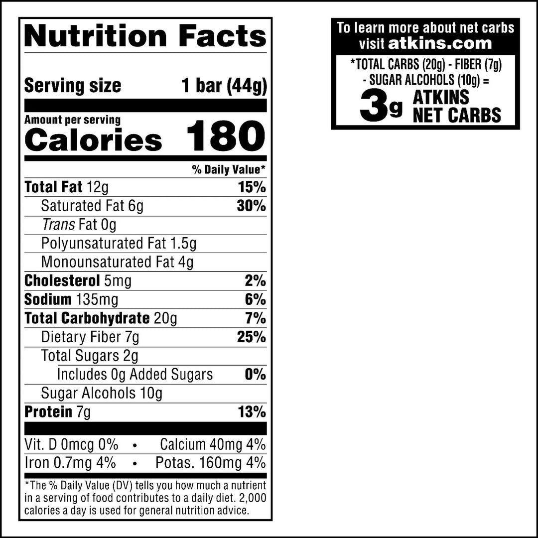 Atkins Caramel Chocolate Nut Roll Snack Bar 1.55 Ounce (Pack of 18) Image 4