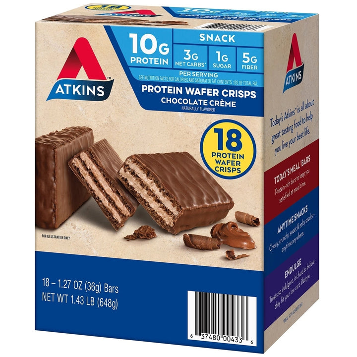 Atkins Protein Wafer Crisps Chocolate Creme 1.27 Ounce (Pack of 18) Image 3