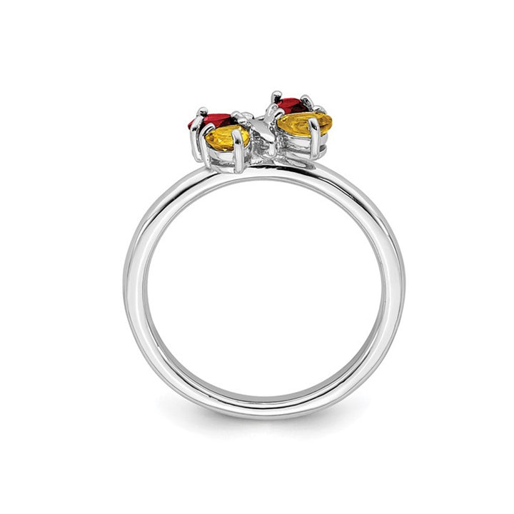 Sterling Silver Butterfly Garnet and Citrine Ring 3/4 Carat (ctw) Image 4