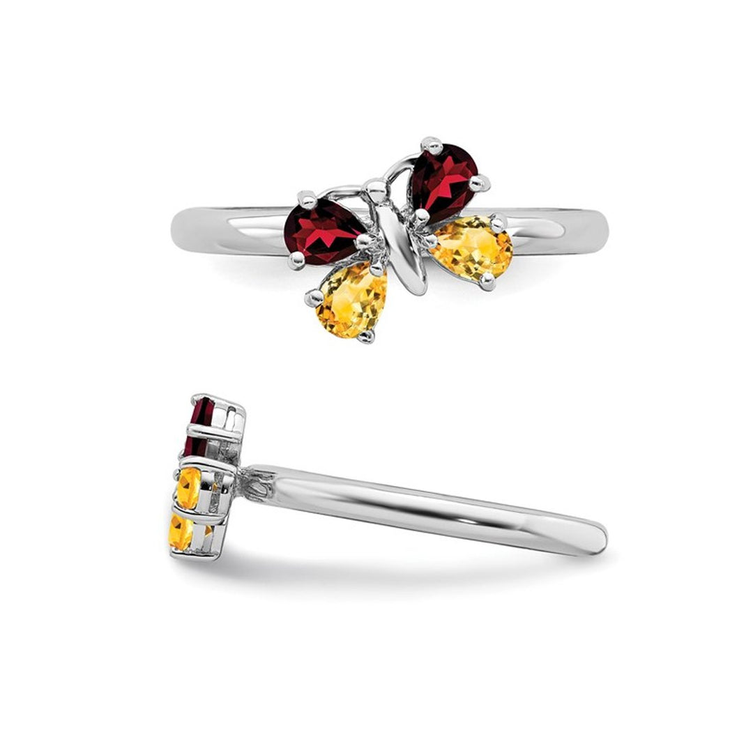 Sterling Silver Butterfly Garnet and Citrine Ring 3/4 Carat (ctw) Image 4