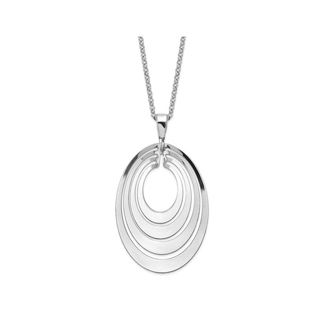 Sterling Silver Circle Polished and Brushed Necklace Pendant with Chain Image 1