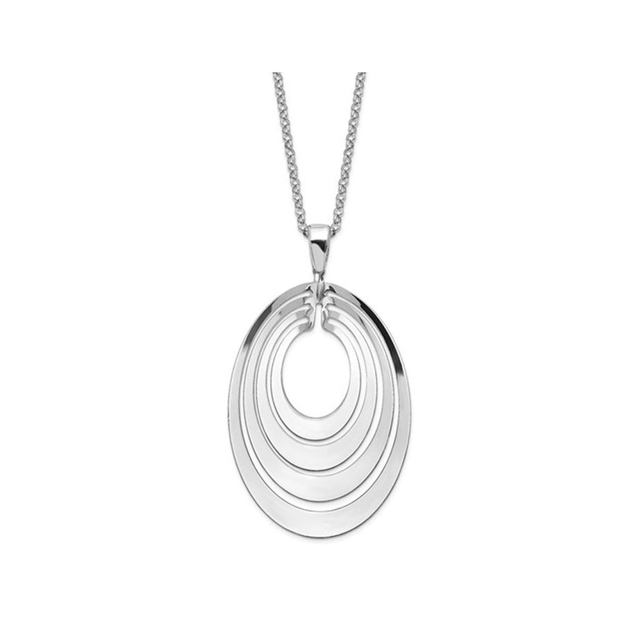 Sterling Silver Circle Polished and Brushed Necklace Pendant with Chain Image 1