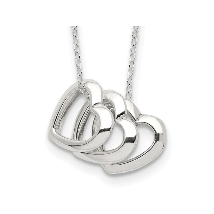 Sterling Silver Triple Heart Necklace with Chain Image 1