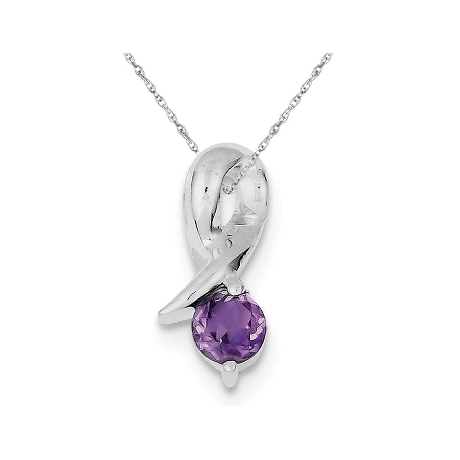 Purple Amethyst Drop Pendant Necklace in Sterling Silver Image 1