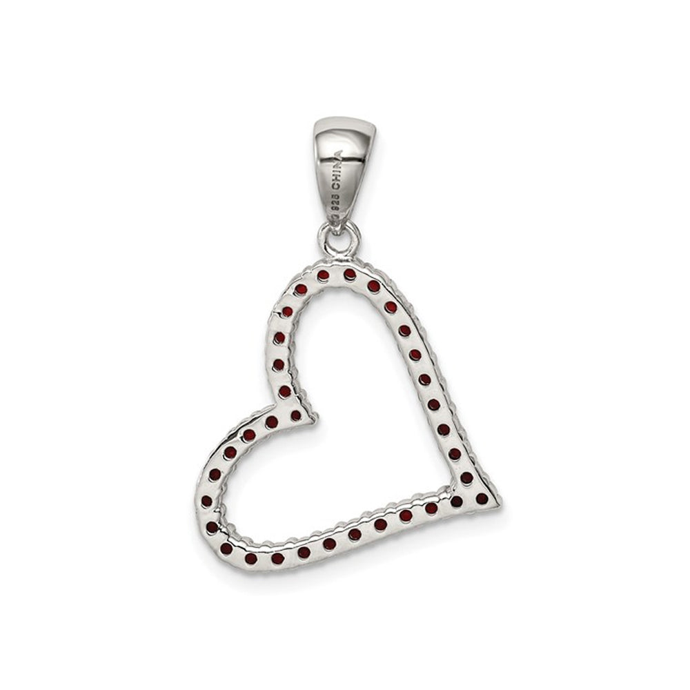 Synthetic Red Cubic Zirconia (CZ) Heart Pendant Necklace in Sterling Silver Image 2