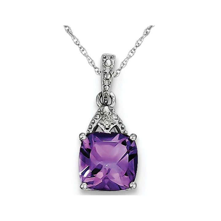 Amethyst Pendant Necklace in Sterling Silver 1.00 Carat (ctw) Image 1