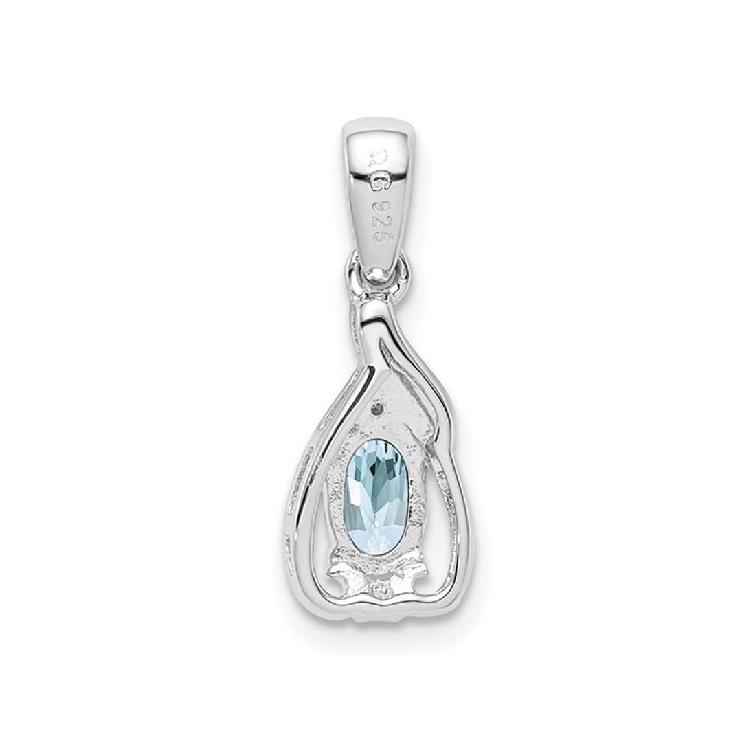 Sterling Silver Aquamarine Pendant Necklace with Chain (1/3 Carat) Image 2