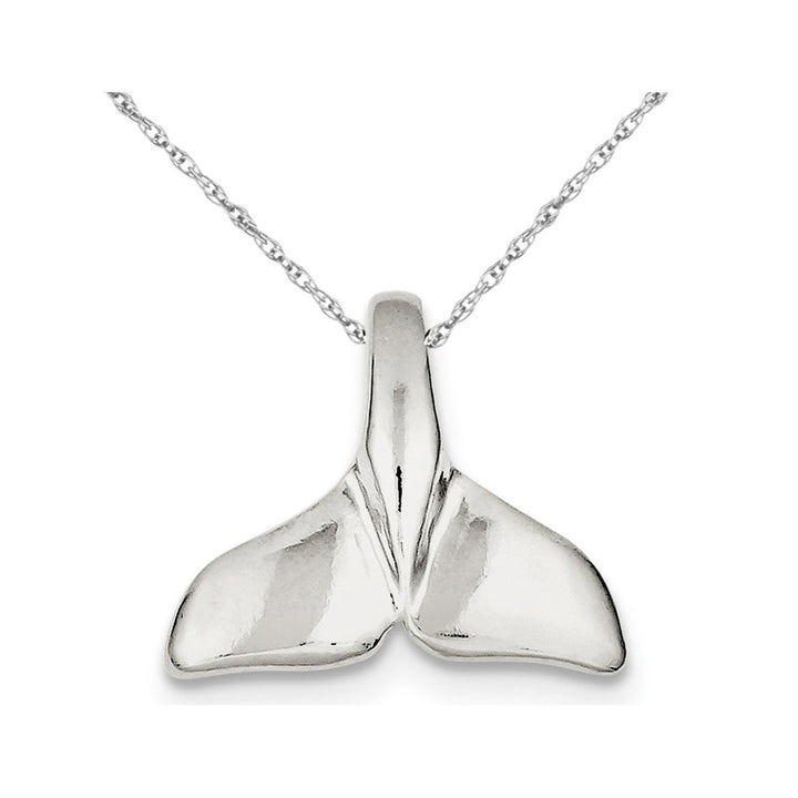 Whale Tail Charm Pendant Necklace in Sterling Silver with Chain Image 1