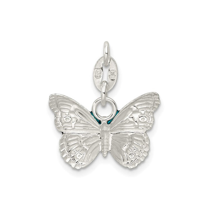 Colorful Enameled Butterfly Charm Pendant Necklace in Sterling Silver Image 2