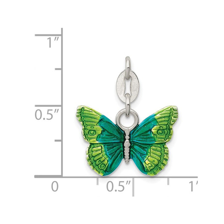 Colorful Enameled Butterfly Charm Pendant Necklace in Sterling Silver Image 3