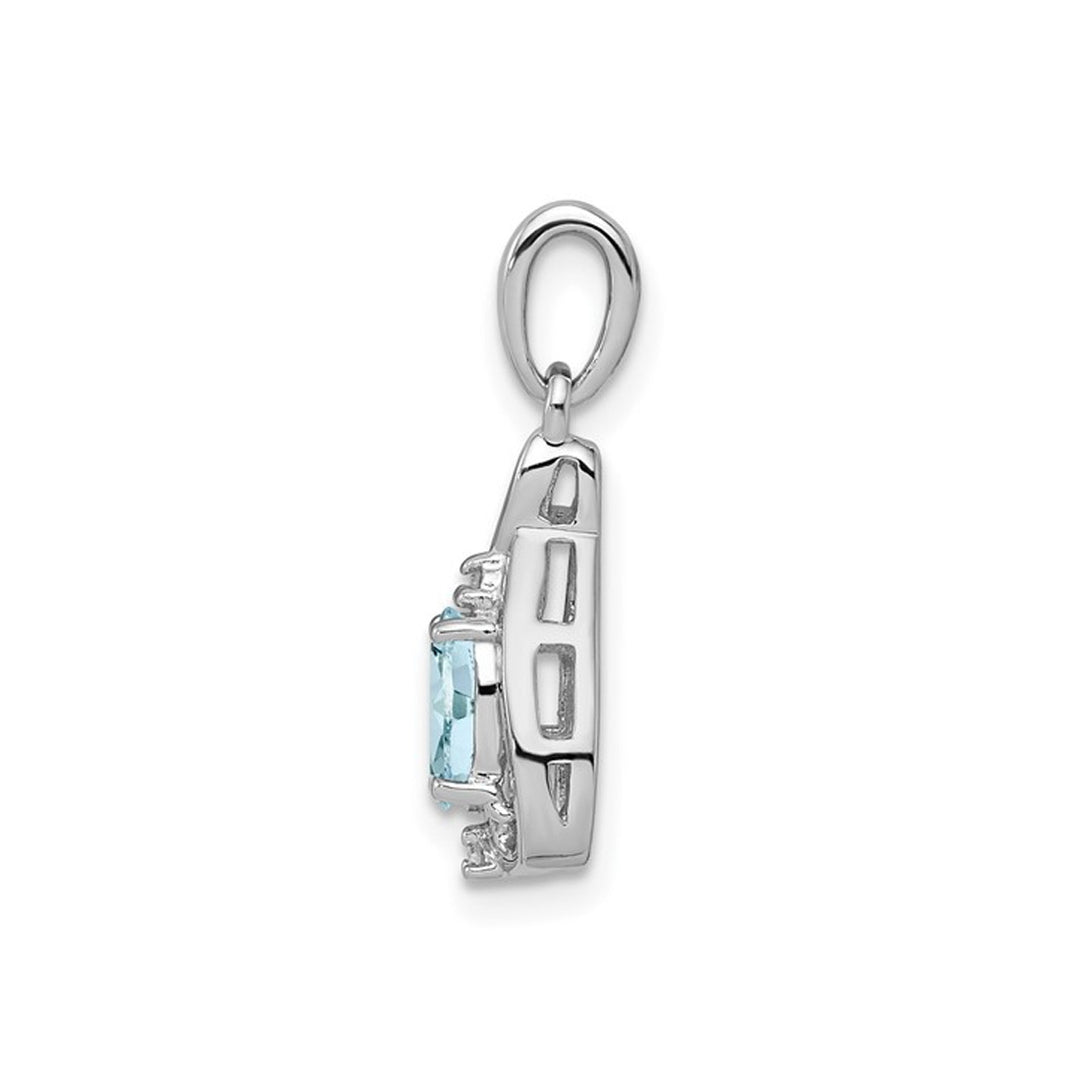 Sterling Silver Aquamarine Pendant Necklace with Chain (1/3 Carat) Image 4