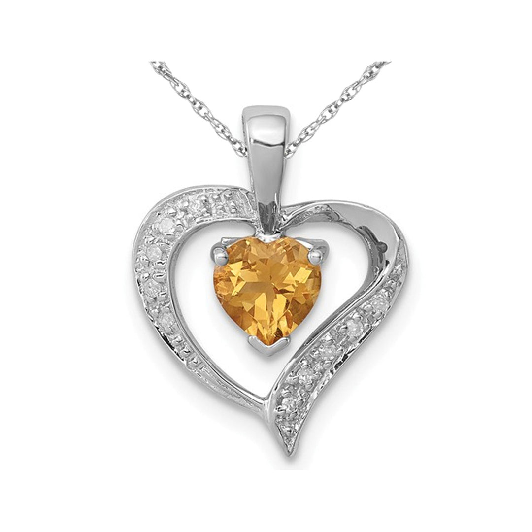 2/5 Carat (ctw) Natural Citrine Heart Pendant Necklace in Sterling Silver with Chain Image 1