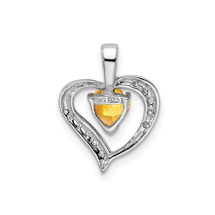 2/5 Carat (ctw) Natural Citrine Heart Pendant Necklace in Sterling Silver with Chain Image 3