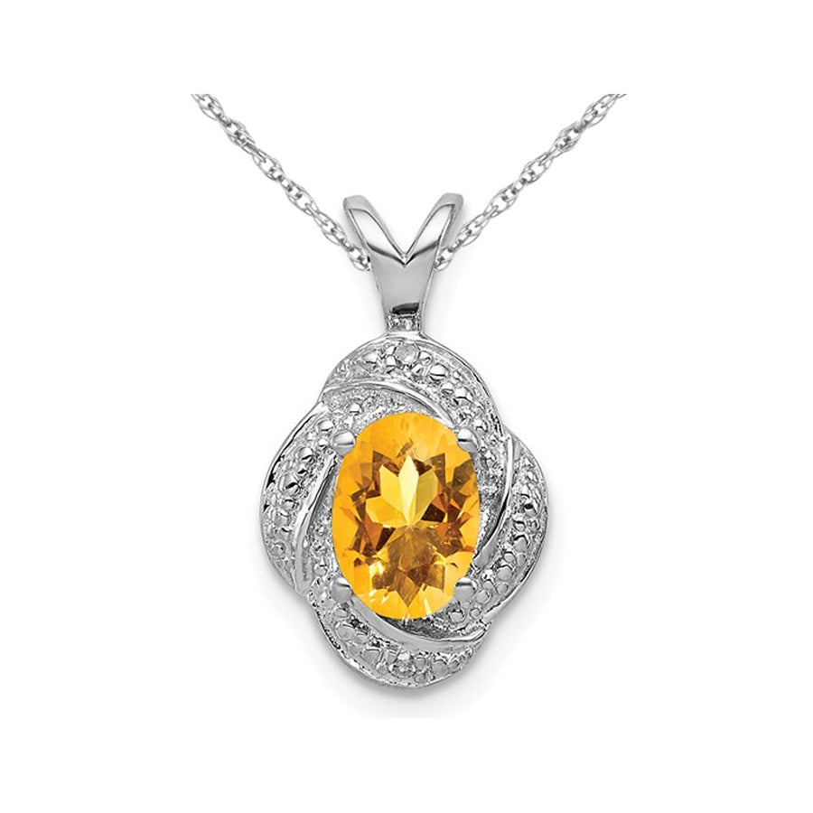 4/5 Carat (ctw) Citrine Drop Halo Pendant Necklace in Sterling Silver with Chain Image 1