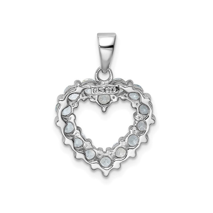 Sterling Silver Light Aquamarine Heart Pendant Necklace with Chain (1.35 Carat) ctw Image 2