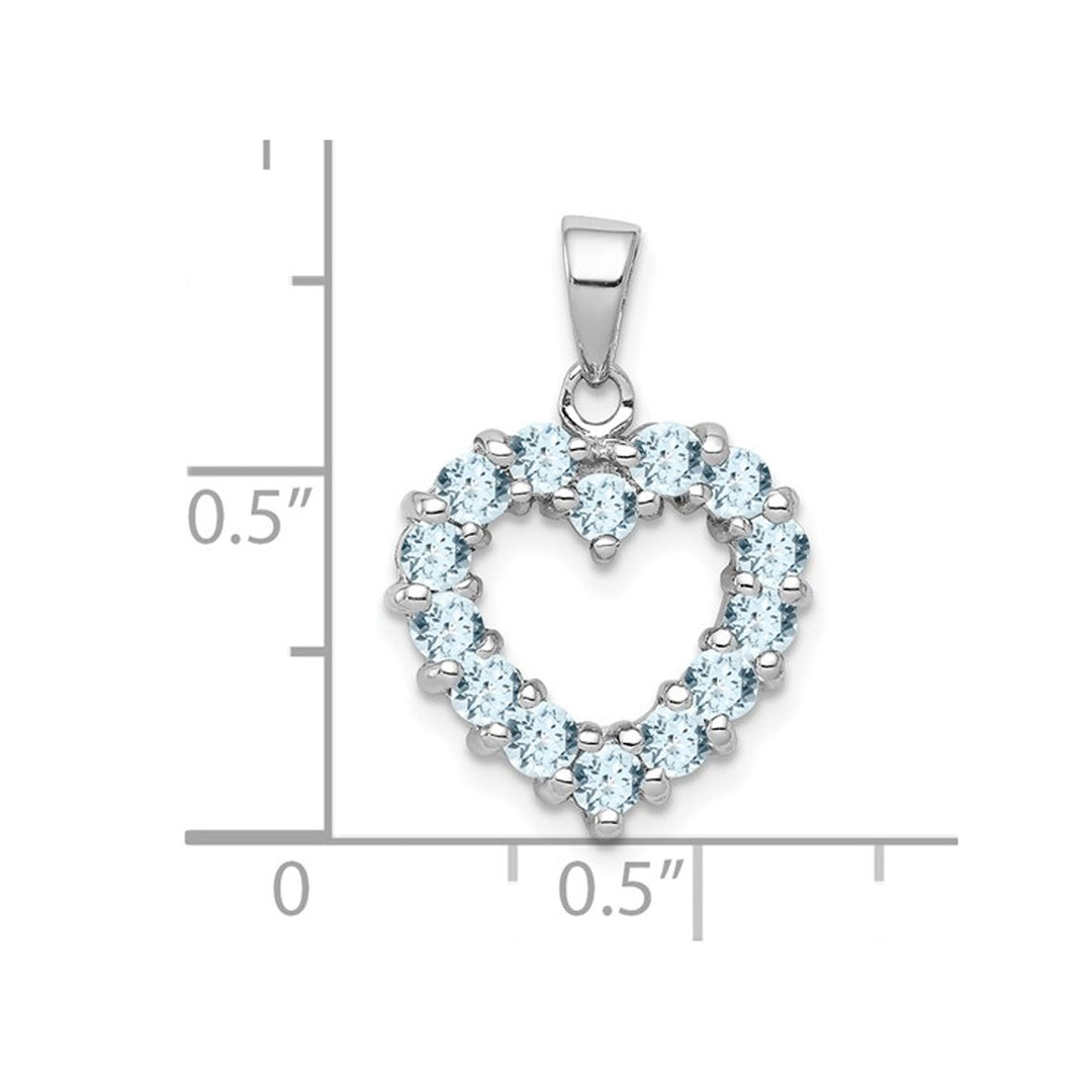 Sterling Silver Light Aquamarine Heart Pendant Necklace with Chain (1.35 Carat) ctw Image 3