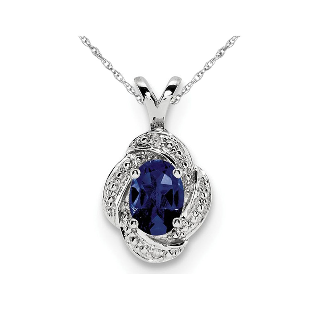 Lab-Created Blue Sapphire Drop Pendant Necklace in Sterling Silver with Chain Image 1