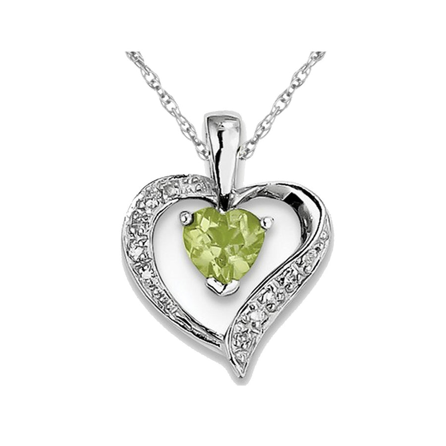 1/2 Carat (ctw) Natural Peridot Heart Pendant Necklace in Sterling Silver with Chain Image 1