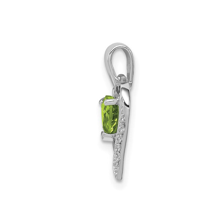 1/2 Carat (ctw) Natural Peridot Heart Pendant Necklace in Sterling Silver with Chain Image 3