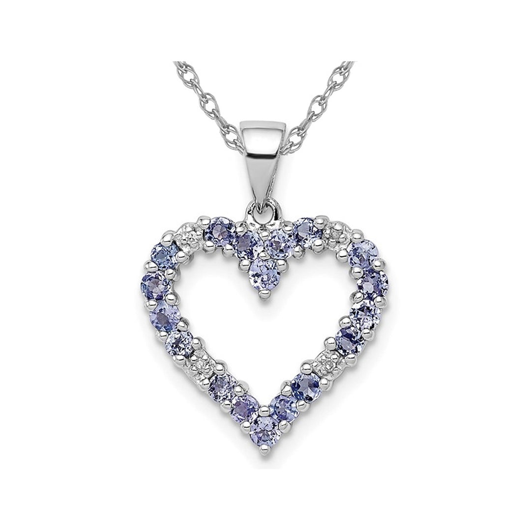 7/10 Carat (ctw) Tanzanite Heart Pendant Necklace in Sterling Silver with Chain Image 1