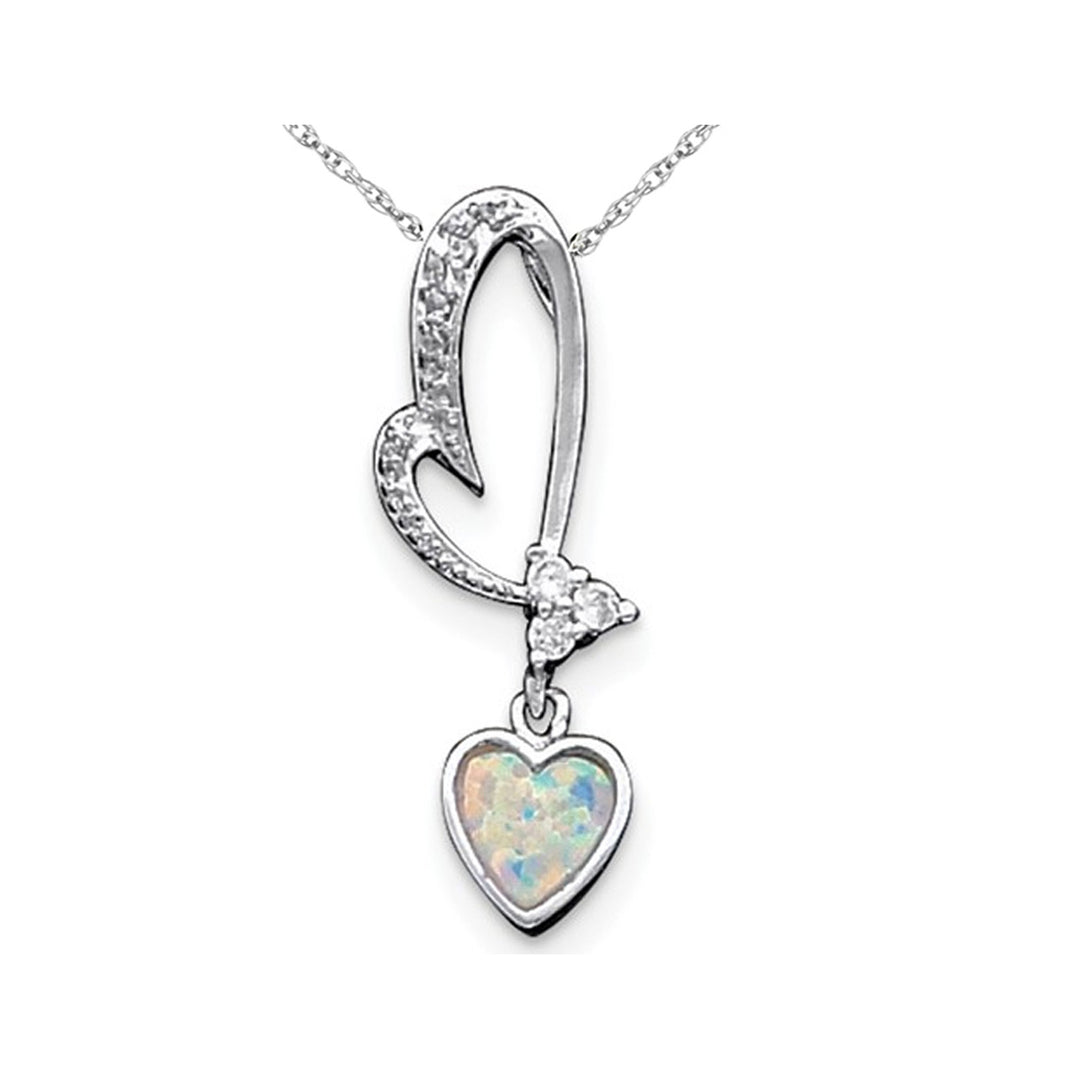 Lab Created Opal Heart Pendant Necklace in Sterling Silver with Chain Image 1