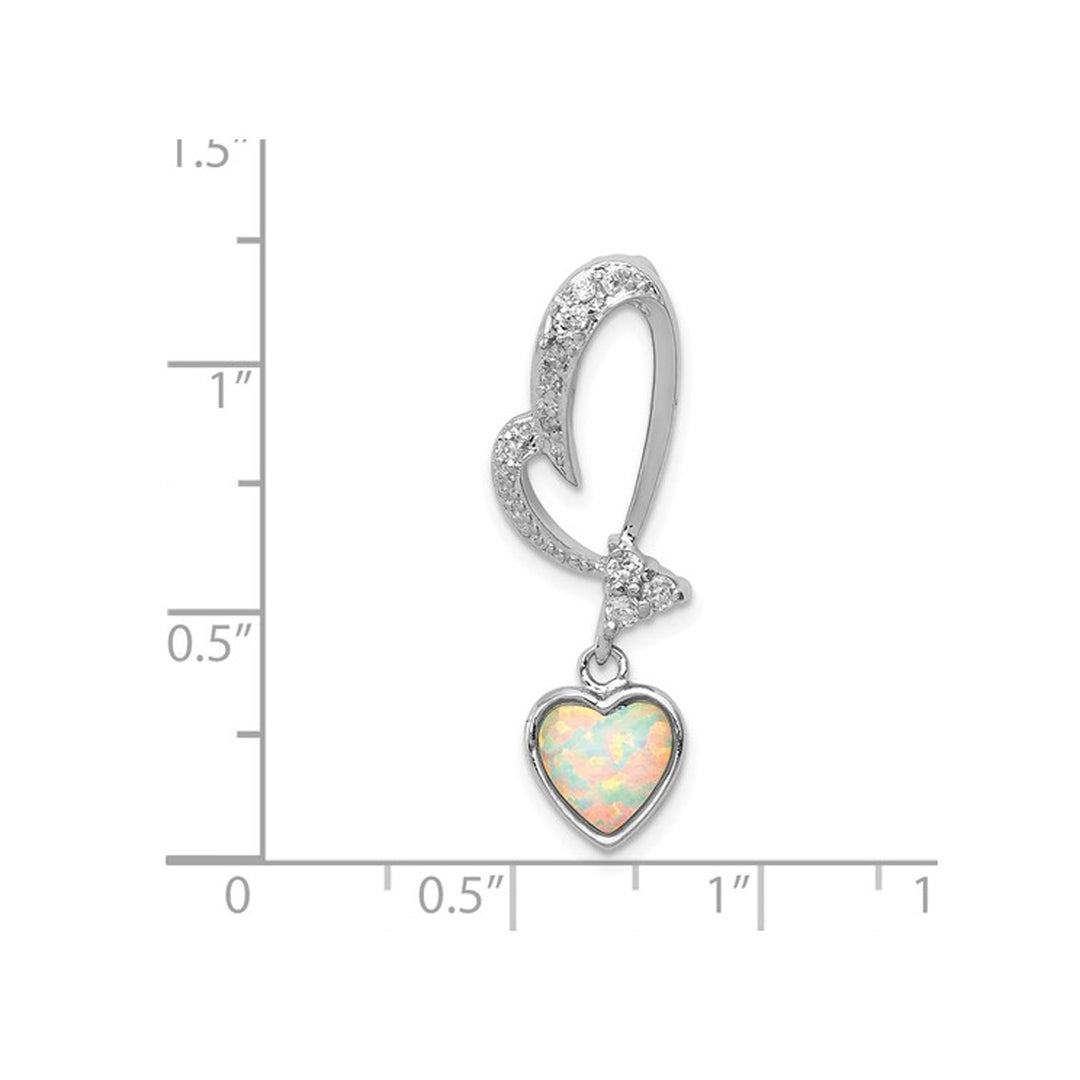 Lab Created Opal Heart Pendant Necklace in Sterling Silver with Chain Image 3