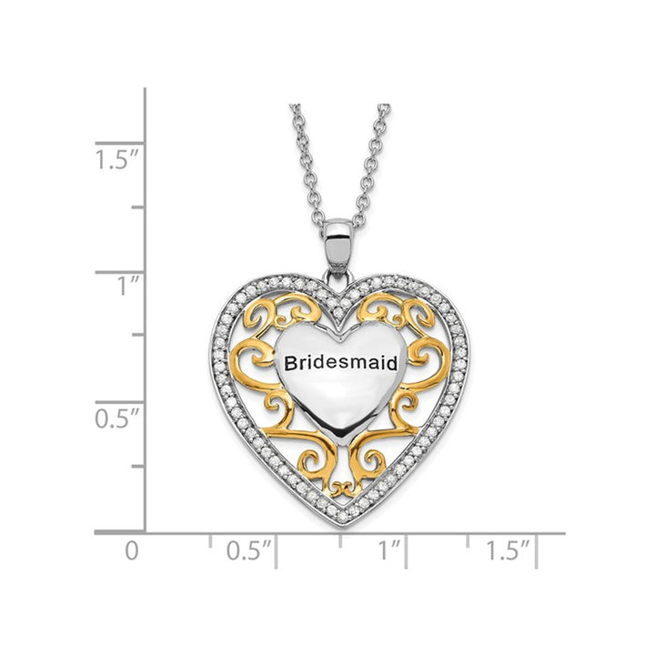 Bridesmaid Heart Pendant Necklace in Sterling Silver with Chain Image 3