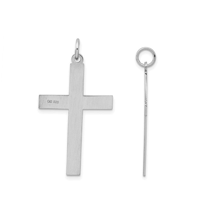 Sterling Silver Laser Designed Cross Pendant Necklace with Chain Image 4