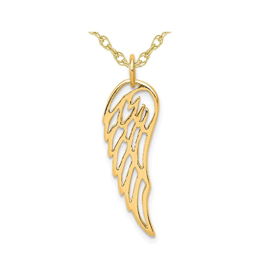 Yellow Plated Sterling Silver Angel Wing Charm Pendant Necklace with Chain Image 1