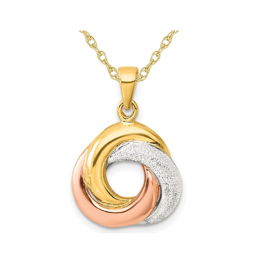 Sterling Silver and Rose Gold Plated Knot Pendant Necklace with Chain Image 1