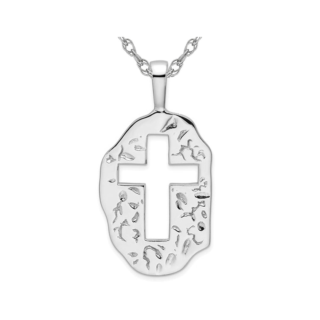 Sterling Silver Cut-Out Reversible Cross Pendant Necklace with Chain Image 1