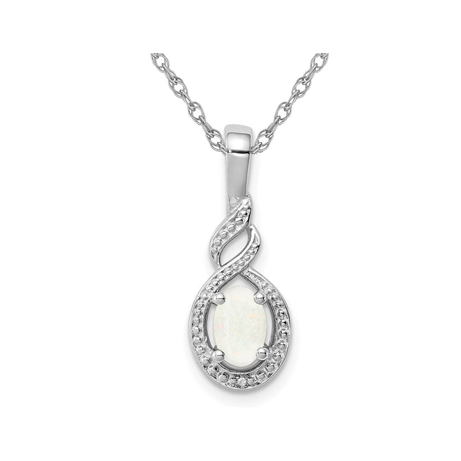 1/3 Carat (ctw) Lab-Created Opal Pendant Necklace in Sterling Silver with Chain Image 1