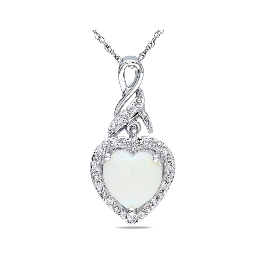 1.20 Carat (ctw) Natural Opal Twist Pendant Necklace in Sterling Silver with Chain Image 1