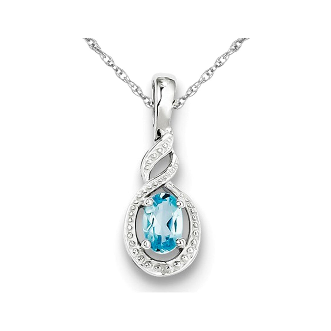 Swiss Blue Topaz Pendant Necklace 0.40 Carat (ctw) in Sterling Silver Image 1