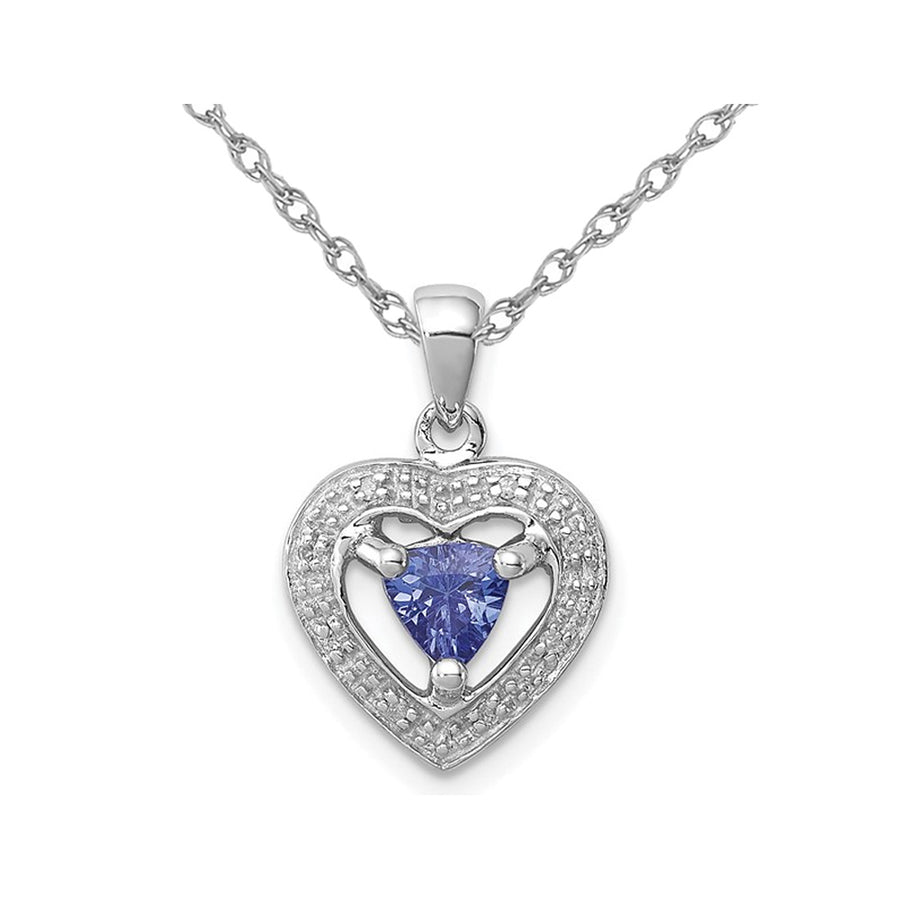 Sterling Silver Tanzanite Heart Pendant Necklace with Chian 1/3 Carat (ctw) Image 1