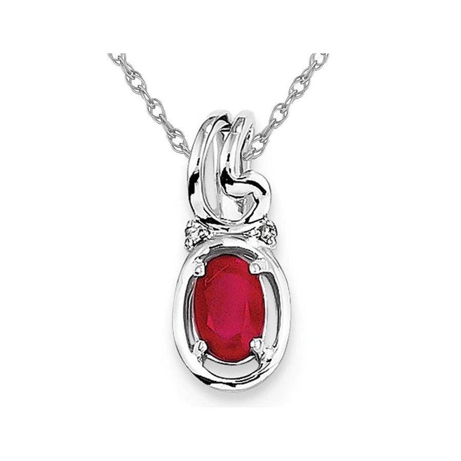 Natural Red Ruby 2/3 Carat (ctw) Drop Pendant Necklace in Sterling Silver with Chain Image 1