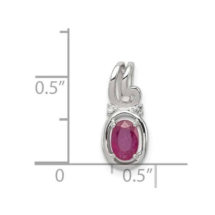 Natural Red Ruby 2/3 Carat (ctw) Drop Pendant Necklace in Sterling Silver with Chain Image 3