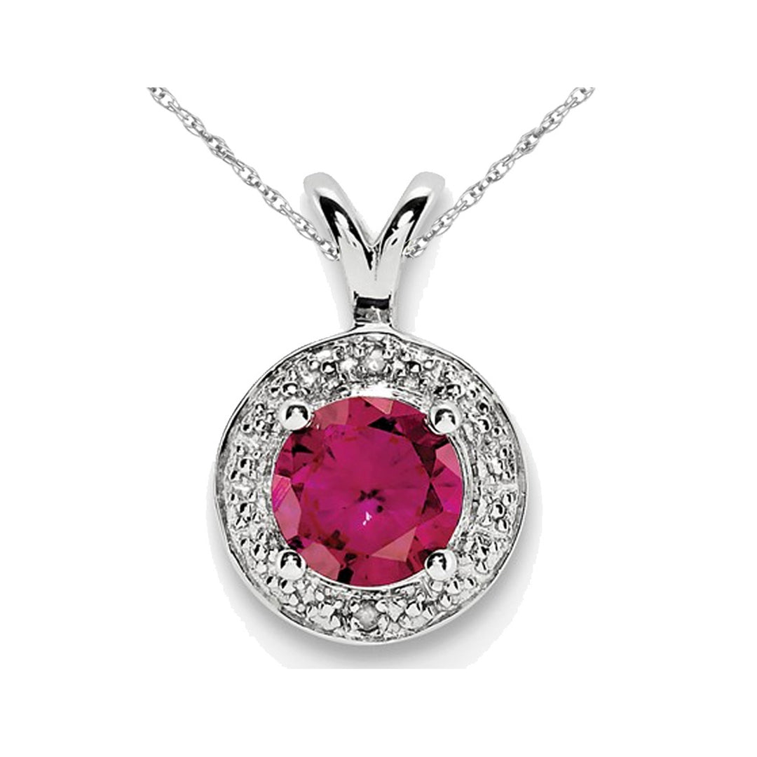 Lab Created Ruby 6mm Solitaire Pendant Necklace in Sterling Silver with Chain Image 1