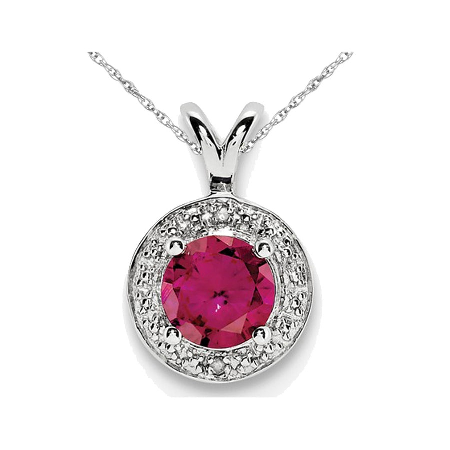 Lab Created Ruby 6mm Solitaire Pendant Necklace in Sterling Silver with Chain Image 1