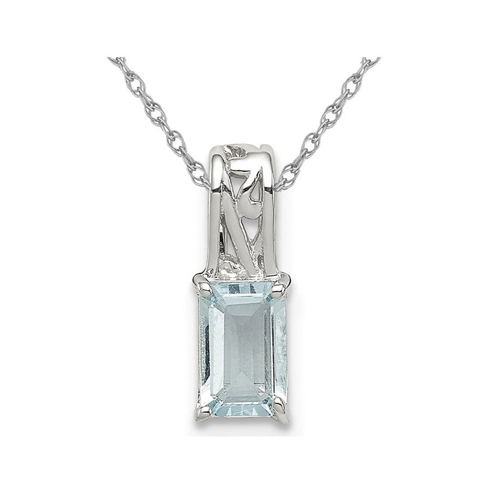 Sterling Silver Aquamarine Pendant Necklace with Chain (2/5 Carat) Image 1