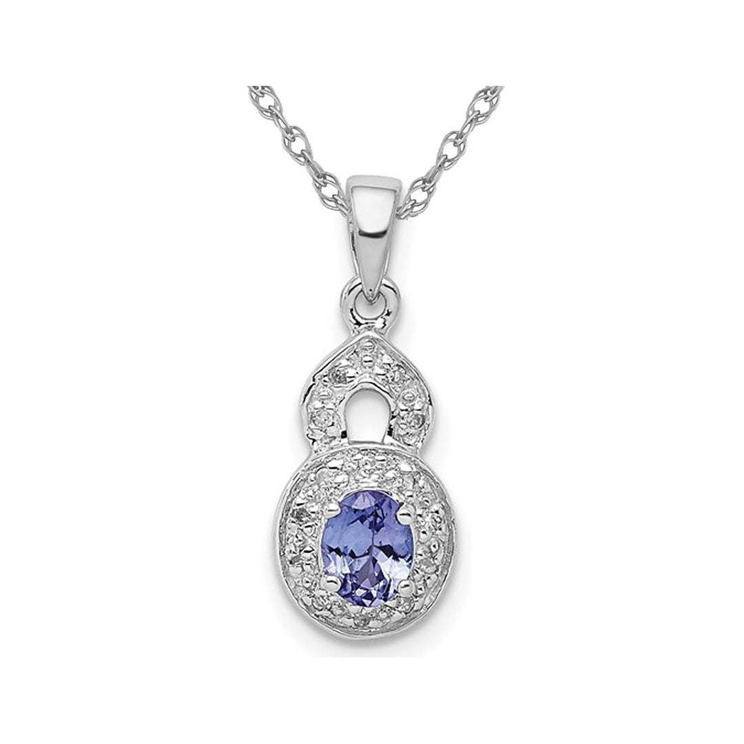 1/3 Carat (ctw) Tanzanite Oval Pendant Necklace in Sterling Silver with Chain Image 1