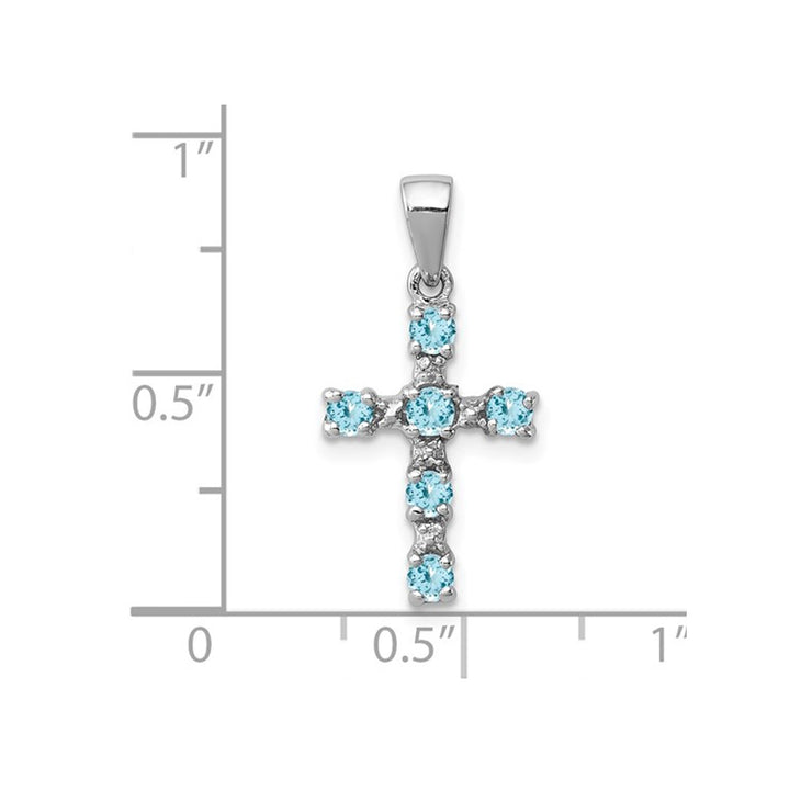 1/2 Carat (ctw) Swiss Blue Topaz Cross Pendant Necklace in Sterling Silver with Chain Image 3