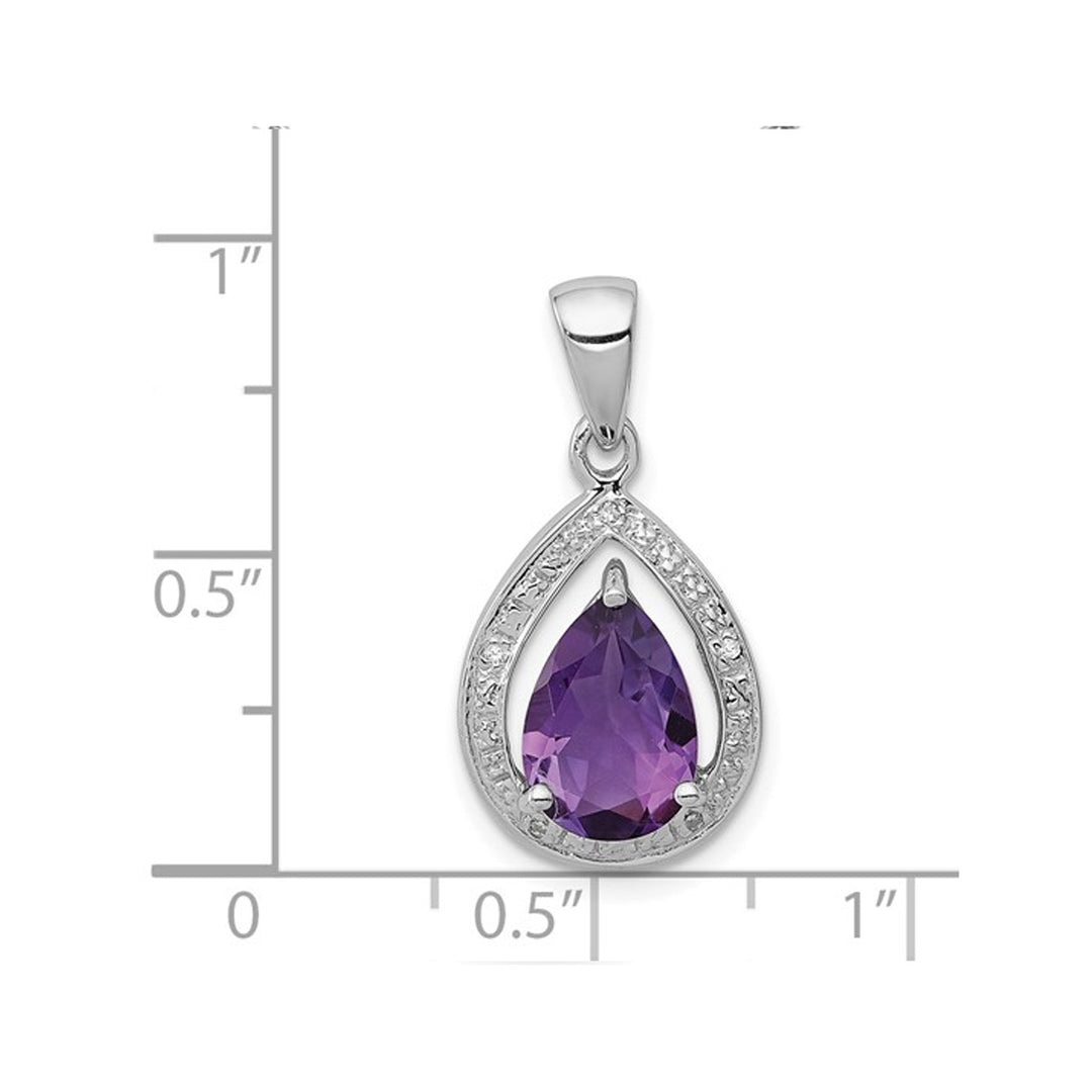 1.50 Carat (ctw) Natural Amethyst Drop Pendant Necklace in Sterling Silver with chain Image 3