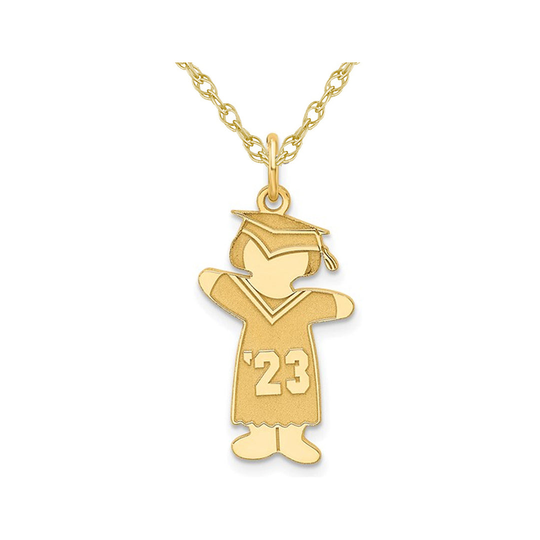 Class of 2023 Girl Cuddle Charm Pendant Necklace in Yellow Plater Sterling Silver with Chain Image 1