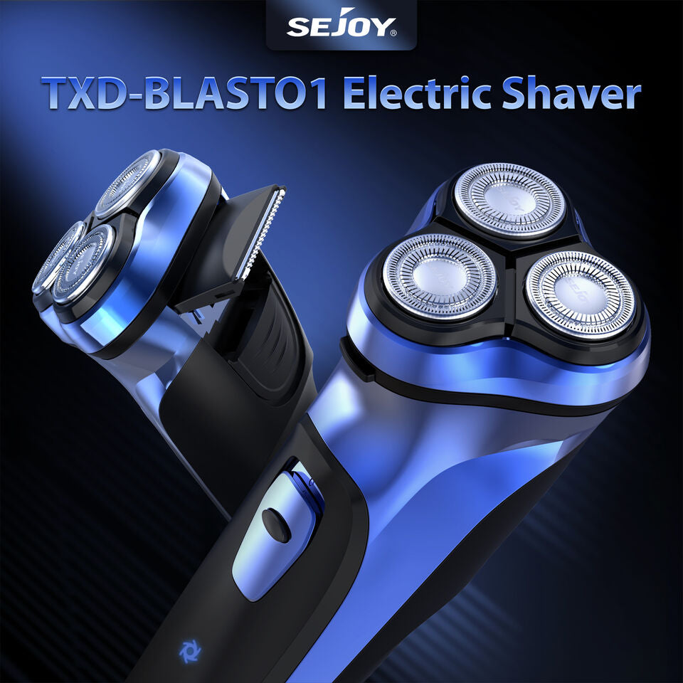 SEJOY Men Rechargeable Electric Shaver Pop-up Trimmer Rotary Razor Beard Shaving Image 3